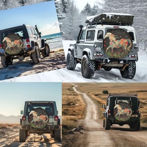 Spare Tire Cover for Rv SUV Trailer Camper- 15 inch Scandinavian Horse