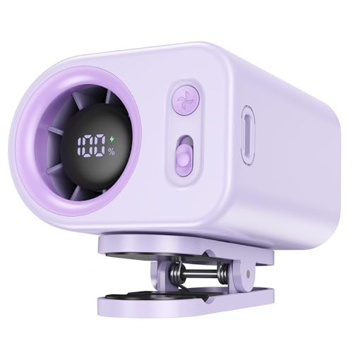 Clip On Fan Portable, 5-Speed 19500 RPM Strong Airflow Personal Fans Purple