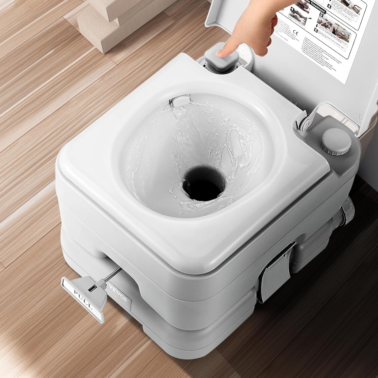 Push-Button Pressurized Flush Toilet – Safe for Kids & Adults, Travel Essential