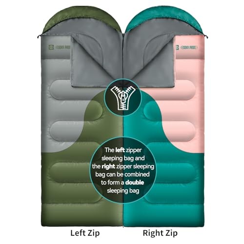 Sleeping Bags for Adults&Kids,Lightweight Waterproof Warm Weather Green Grey