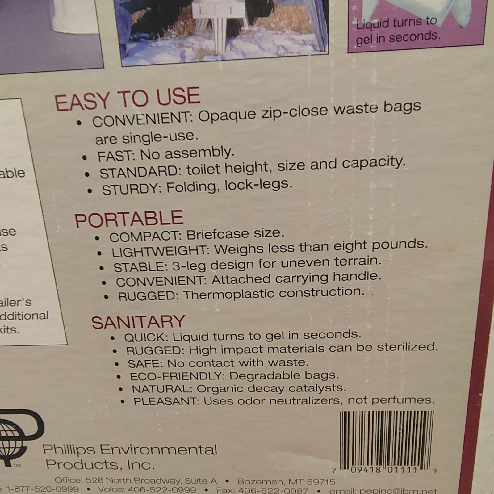 PETT Portable Dry Toilet Complete System Plus New Box Double Doodie Bags