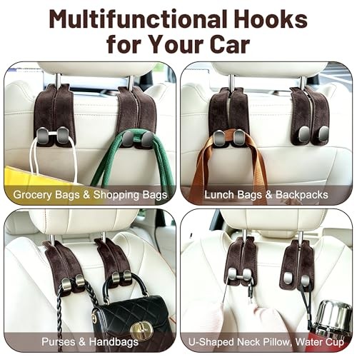 Car Hooks, Car Seat Headrest Hooks for Purses and Bags-Pack | Car 2 Brown