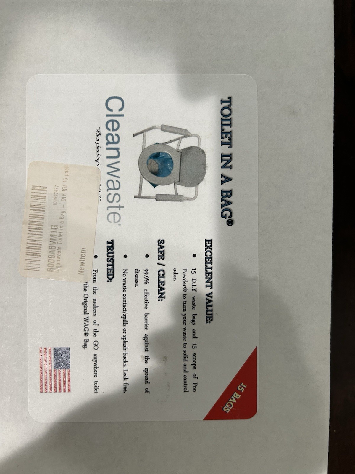 Cleanwaste Toilet in a Bag – pair of 15/Pack (D415W15)