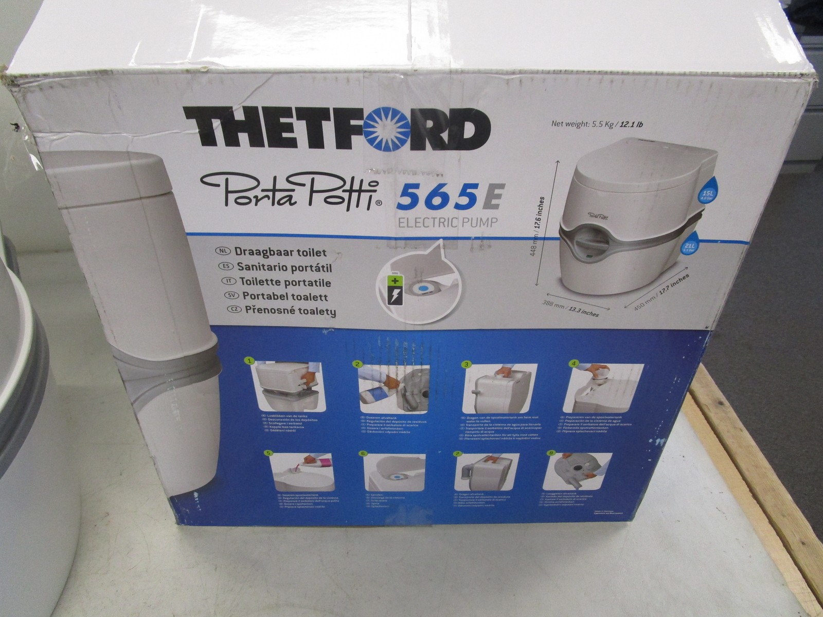 THETFORD PORTA POTTI 565E CURVE PORTABLE TOILET SOFT CLOSE SEAT WHITE 92306