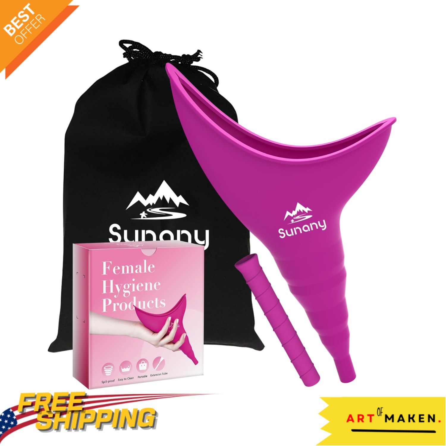 Ergonomic Female Urination Device – Reusable Silicone Pee Funnel for Outdoor Use