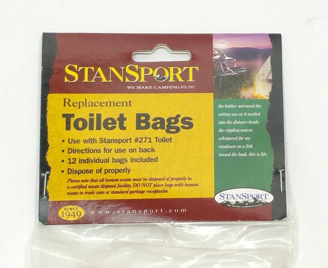 Bundle StanSport Toilet Bags 3 Pks (36 bags) & Toilet Tissue 1 Pk (2 rolls) NEW