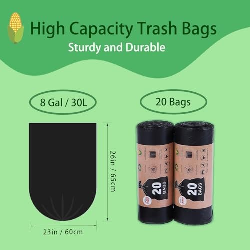Biodegradable Camping Toilet Waste Bags & Trash Bags, 8 Gallon Compostable