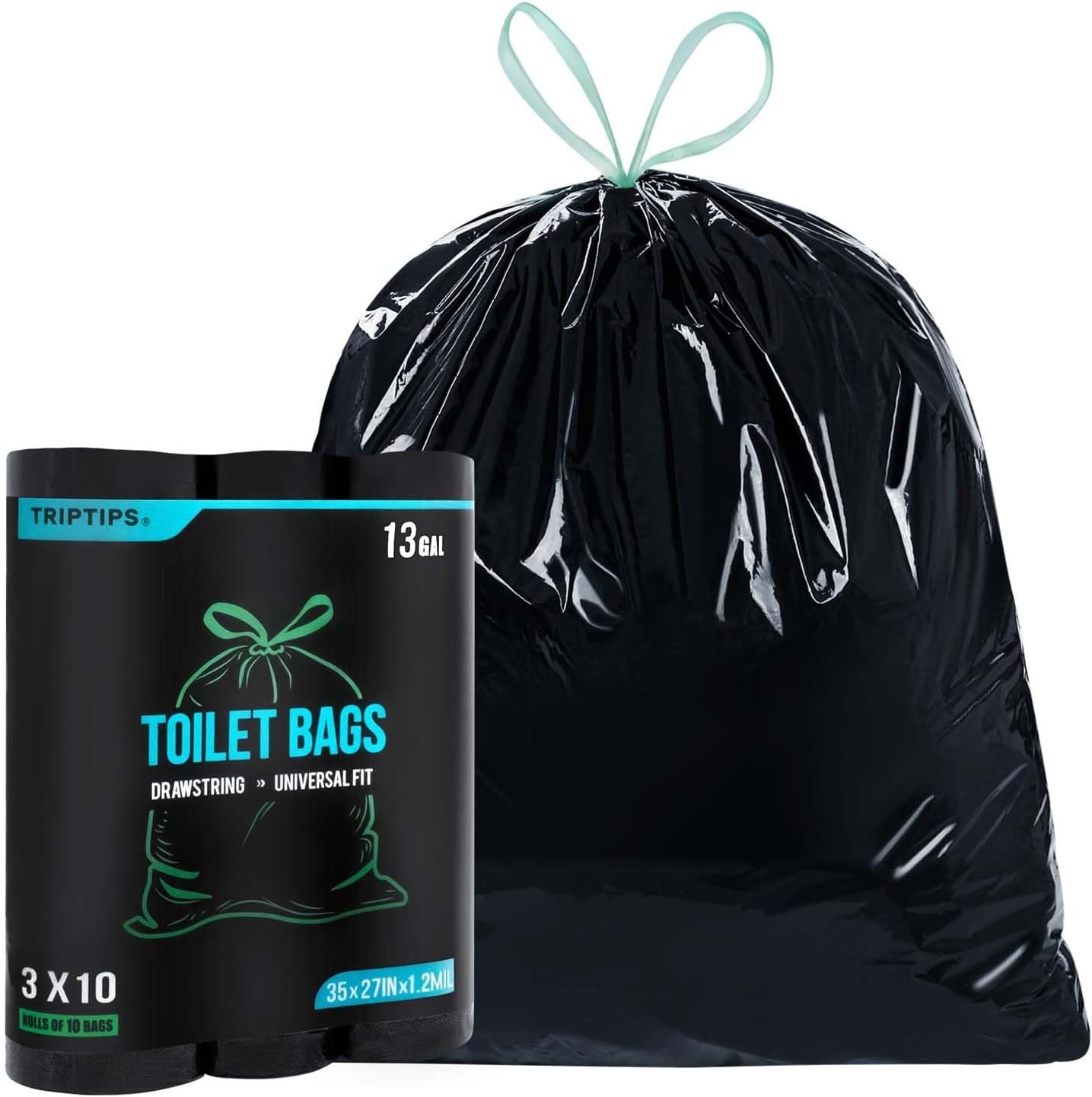 Sanitary Portable Toilet Bags 13 Gallon Size Odor Free Waste Bags for Outdoors