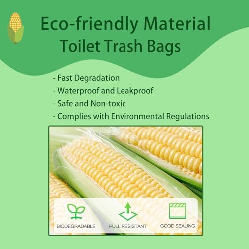 Biodegradable Camping Toilet Waste Bags & Trash Bags, 8 Gallon Compostable