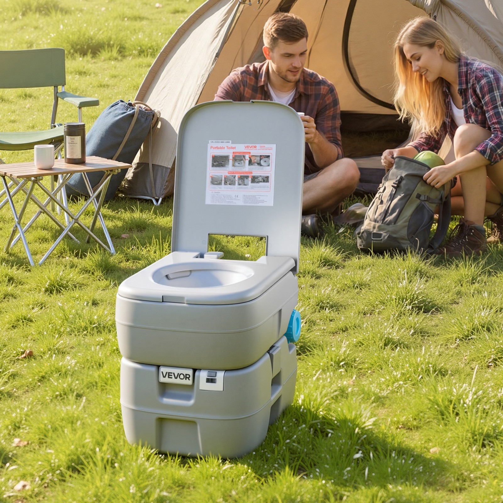 VEVOR Portable Toilet Outdoor Travel Potty 7.9 Gallon Flush for Camping Hiking