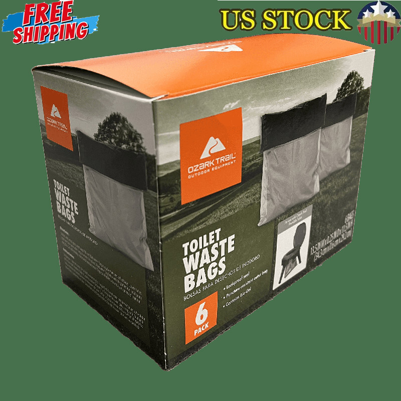 New Portable Camping Toilet Waste Bags Pack of 6 Leak Proof Double Zip Seal