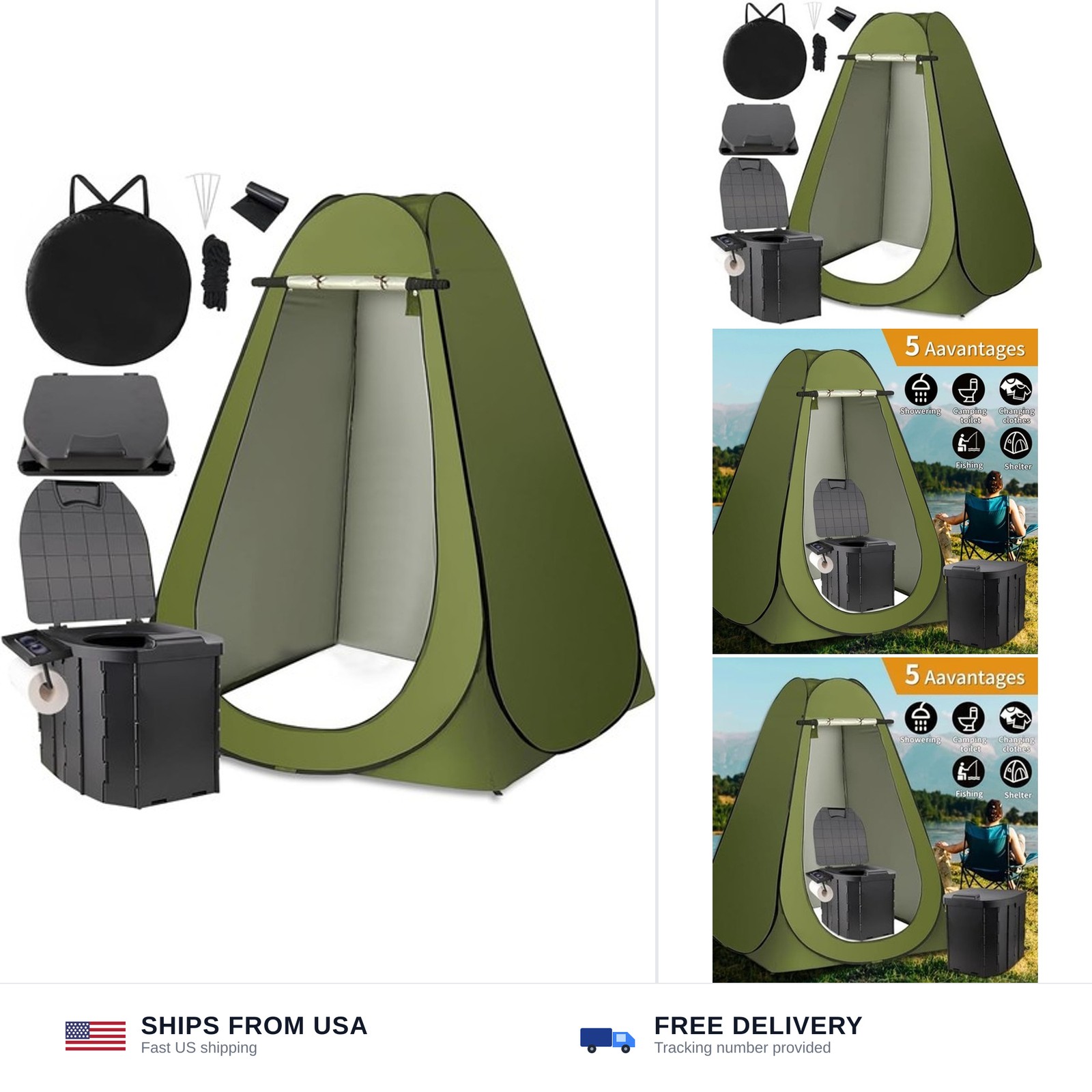 Portable Toilet Kit, Larger Size Portable Camping Toilet with Pop-Up Privacy …
