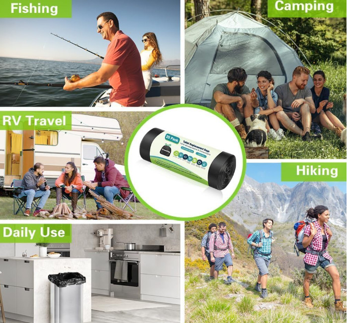Portable Toilet Bags, Camping Toilet Bags, Biodegradable Toilet Bags with Drawst