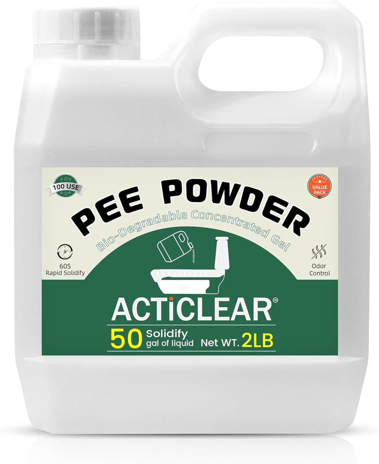 Pee Powder Gel – 2/4Lb Rapid 60-Second Absorption & Odor Neutralizer for Portabl