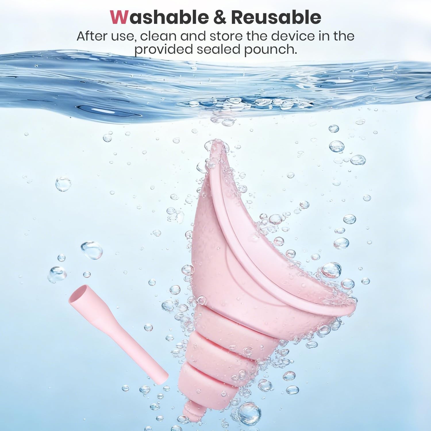 Portable Female Urinal Device for Women – Foldable No-Touch Silicone Pee Funn…