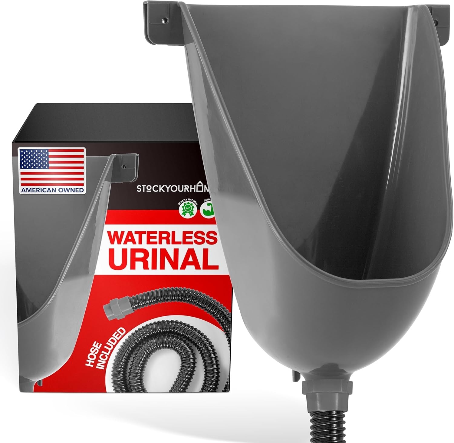 Waterless Urinal Men Gray Plastic Urinals Portable Diverter Toilet Wall Mount