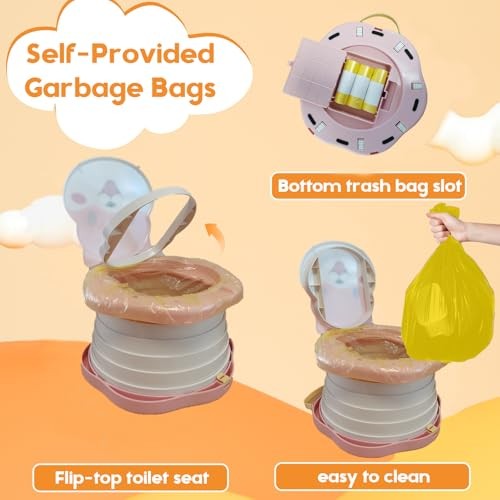 Portable Potty Cute Puppy Design, Portable Toddler Toilet with 45 Pink