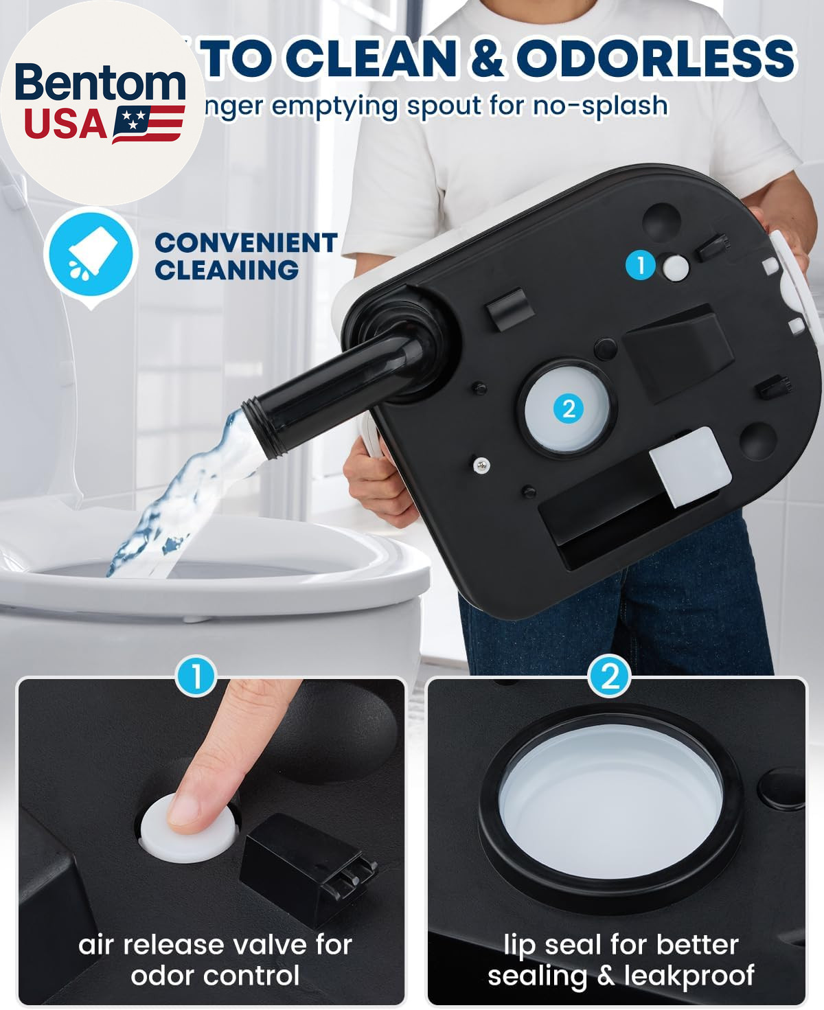 6.34 Gal Portable Toilet for Adults: Large Camping Toilet with Detachable Waste