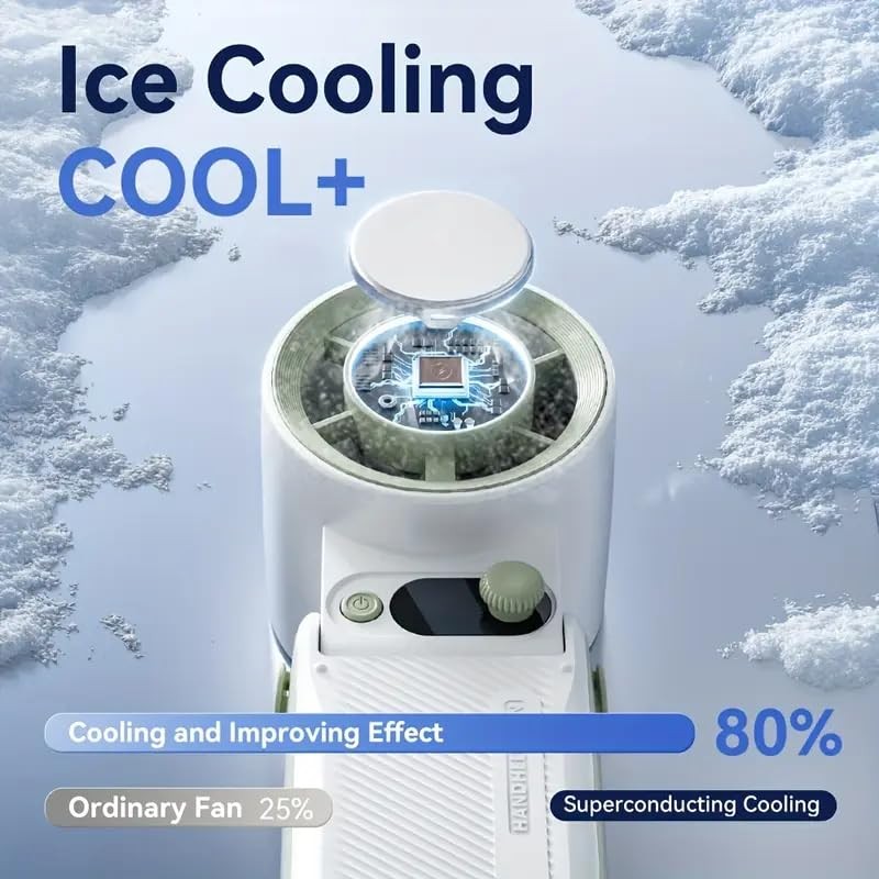 Portable Handheld Fan with Instant Ice-Cooling Technology, 199 Adjustable White