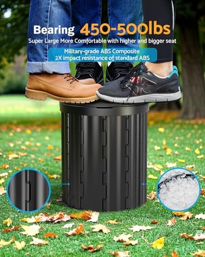 Portable Toilet, Upgraded 15” toilet With Removable Paper Holder, Camping Toile