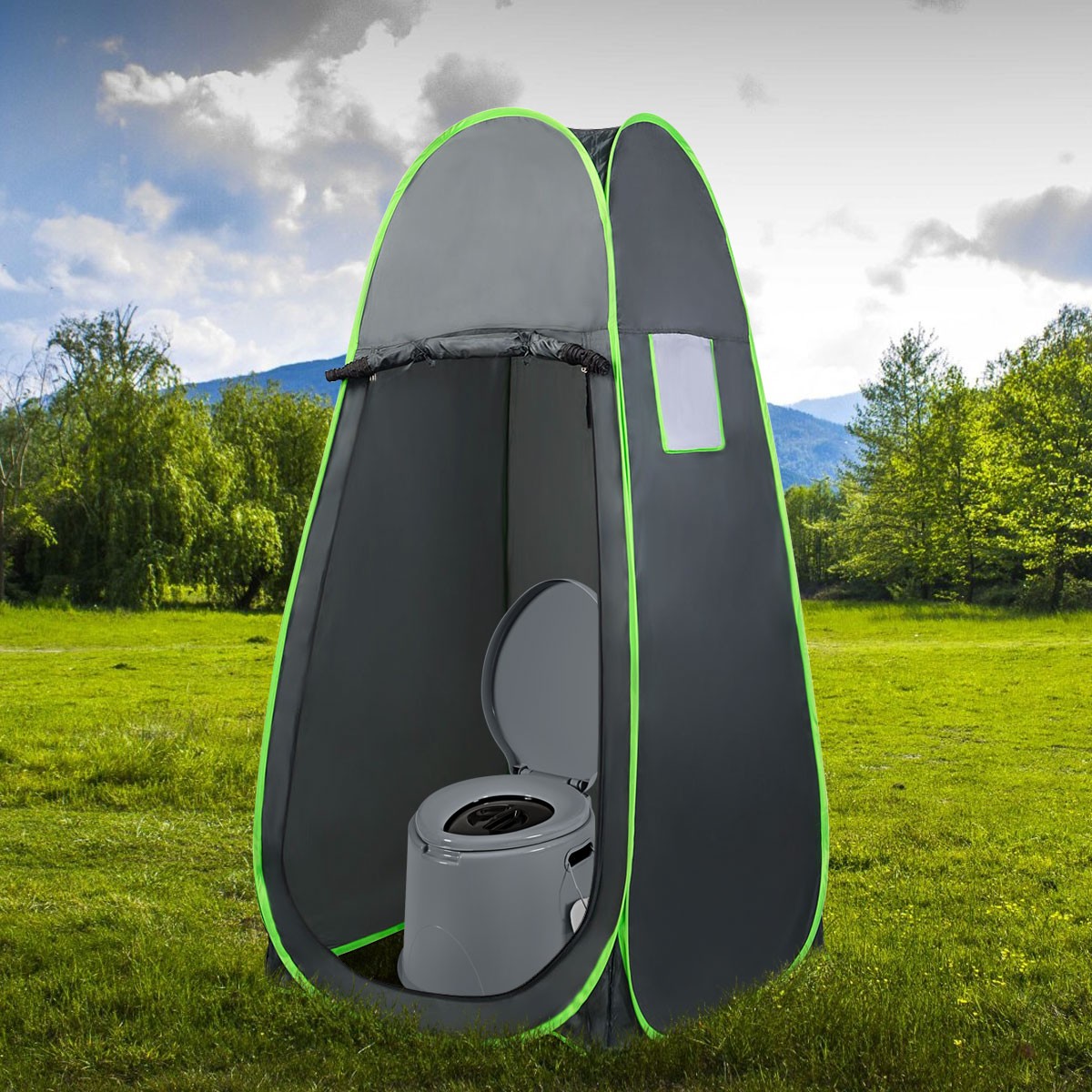 Portable Travel Toilet Indoor Outdoor W/Paper Holder Camping Hiking Outdoor