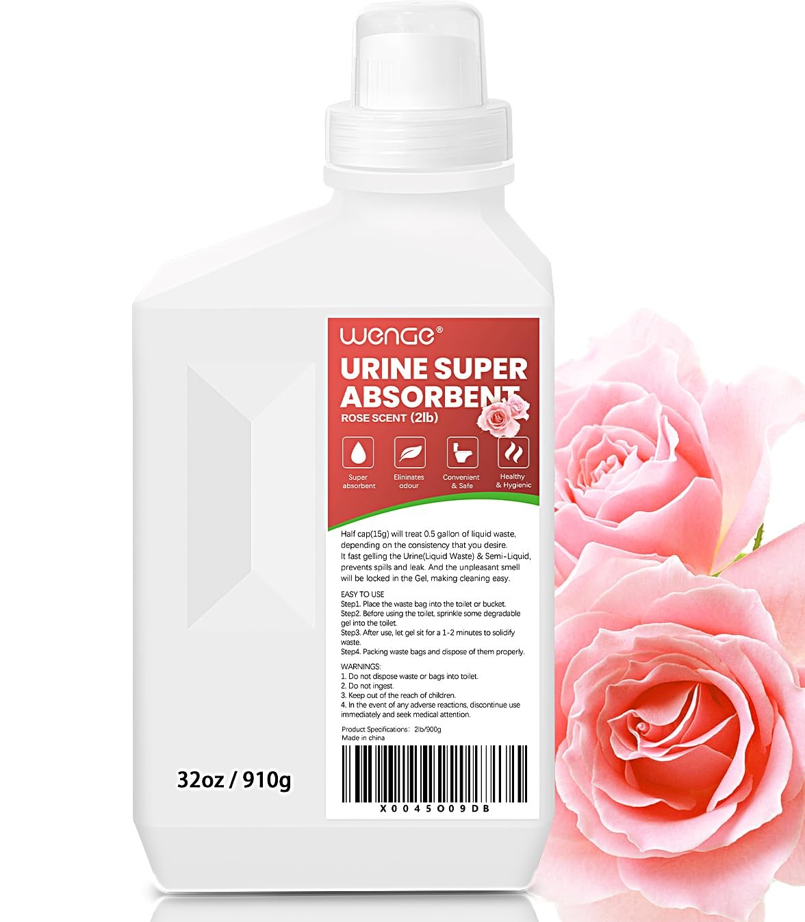 Urine Super Absorbent Solidifier, Pink Rose Scent