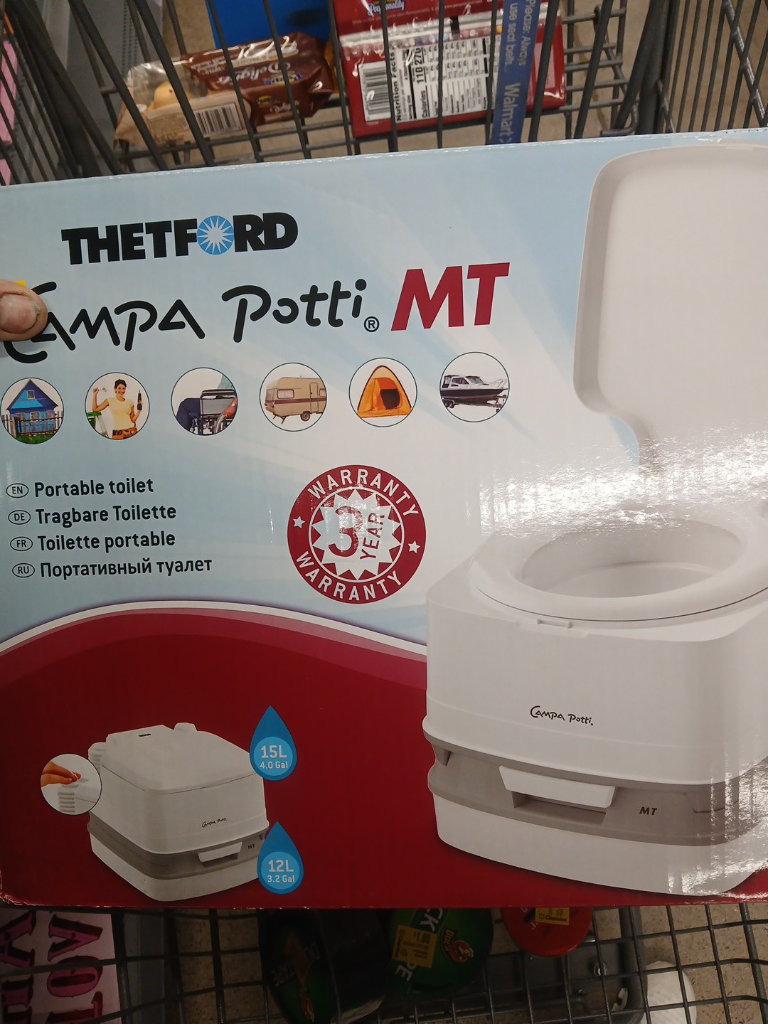 Thetford Campa Potti MT, 4 gal Portable Toilet, 16.5 in x 15 in x 13.4 in.
