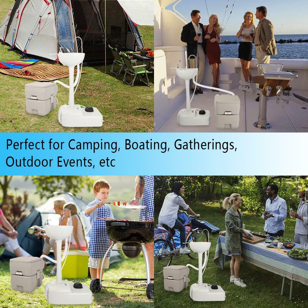 Removable Camping Sink Wash Basin W/ Portable Flush Toilet Outdoor Vehicle Party
