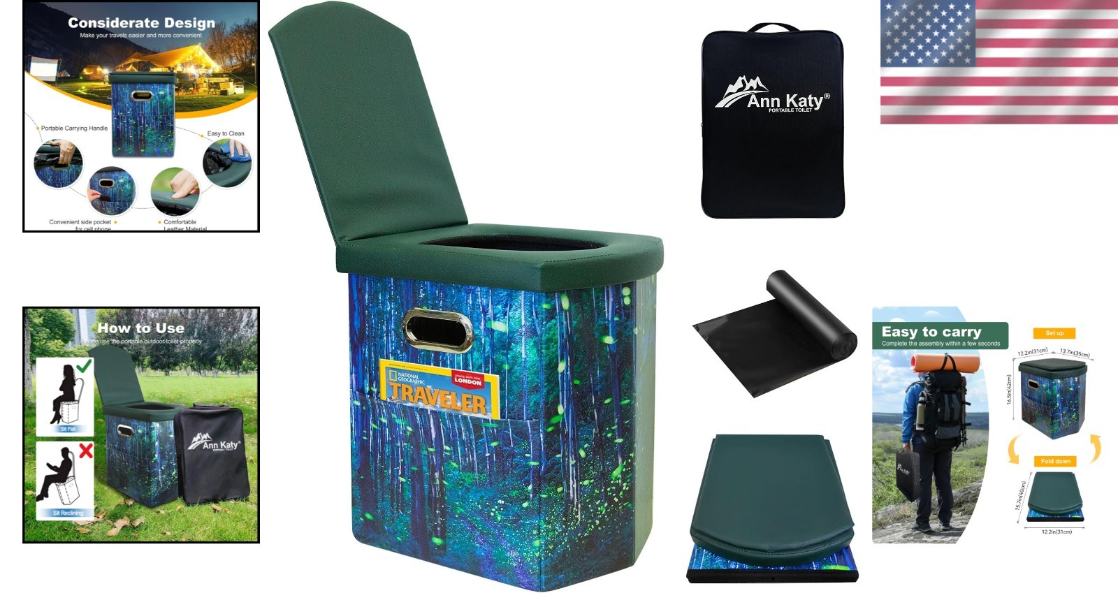 Multifunctional Outdoor Portable Toilet – 3-in-1 Design