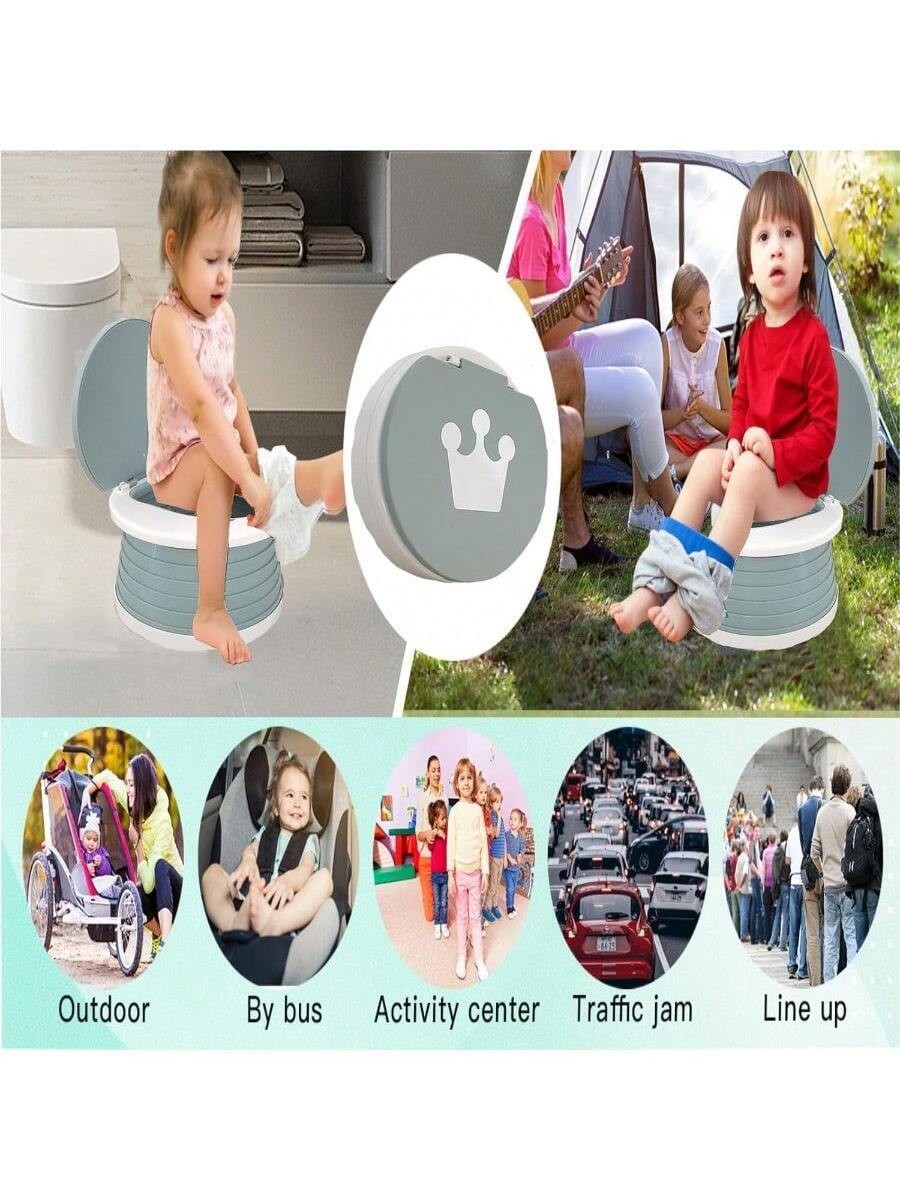 Portable Foldable Toddler Travel Potty, Car & Outdoor Use, Gray