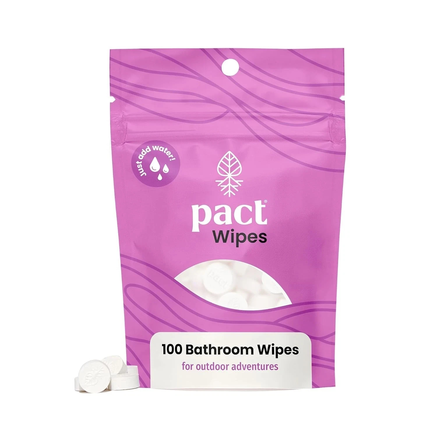 PACT Bathroom Wipes (100-Pack) | Compressed Toilet Wipes for Camping, Backpac