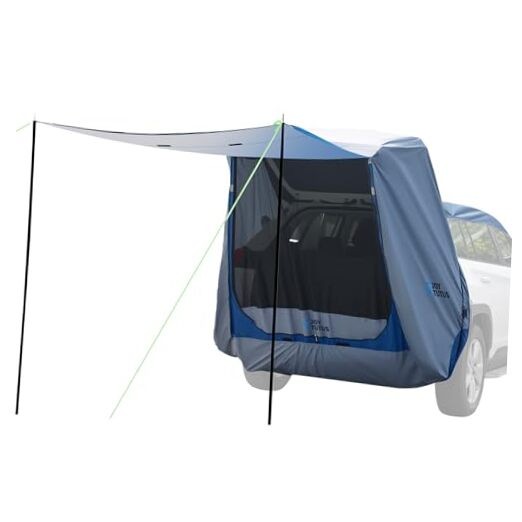 SUV Tailgate Tent with Big Awning, Water Resistant SUV Medium Grey Blue