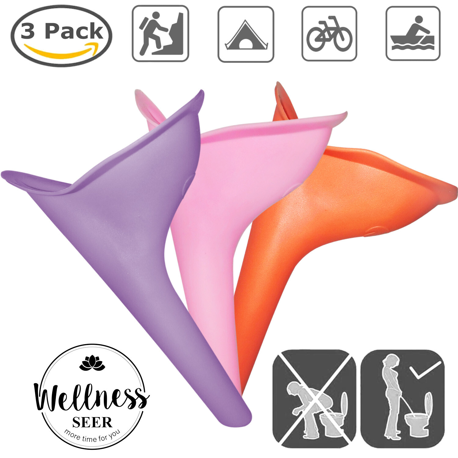 Reusable Portable Urinal Women Female Travel Urinal Camping – 3 Pack