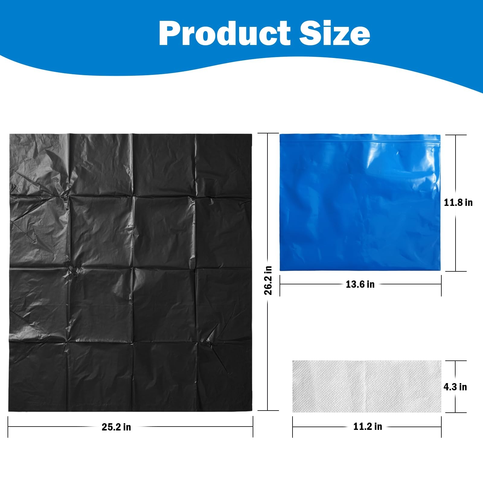 15 Pack Toilet Waste Bags Leak Proof Double Bag Absorbent Pad Camping RV