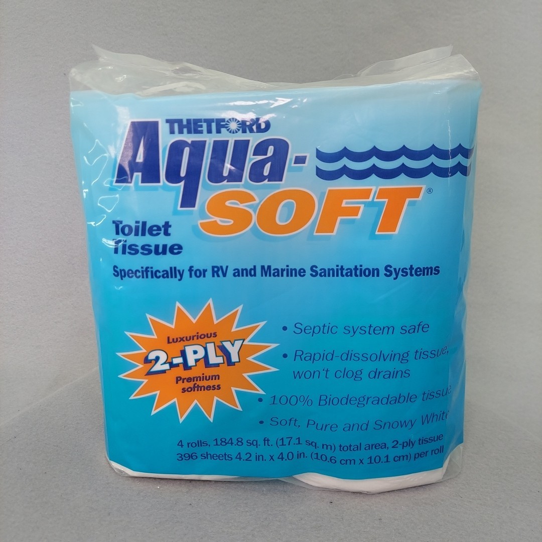 Aqua-Soft Toilet Tissue Paper Camp RV & Marine Septic Sanitation 2-ply 4-Rolls