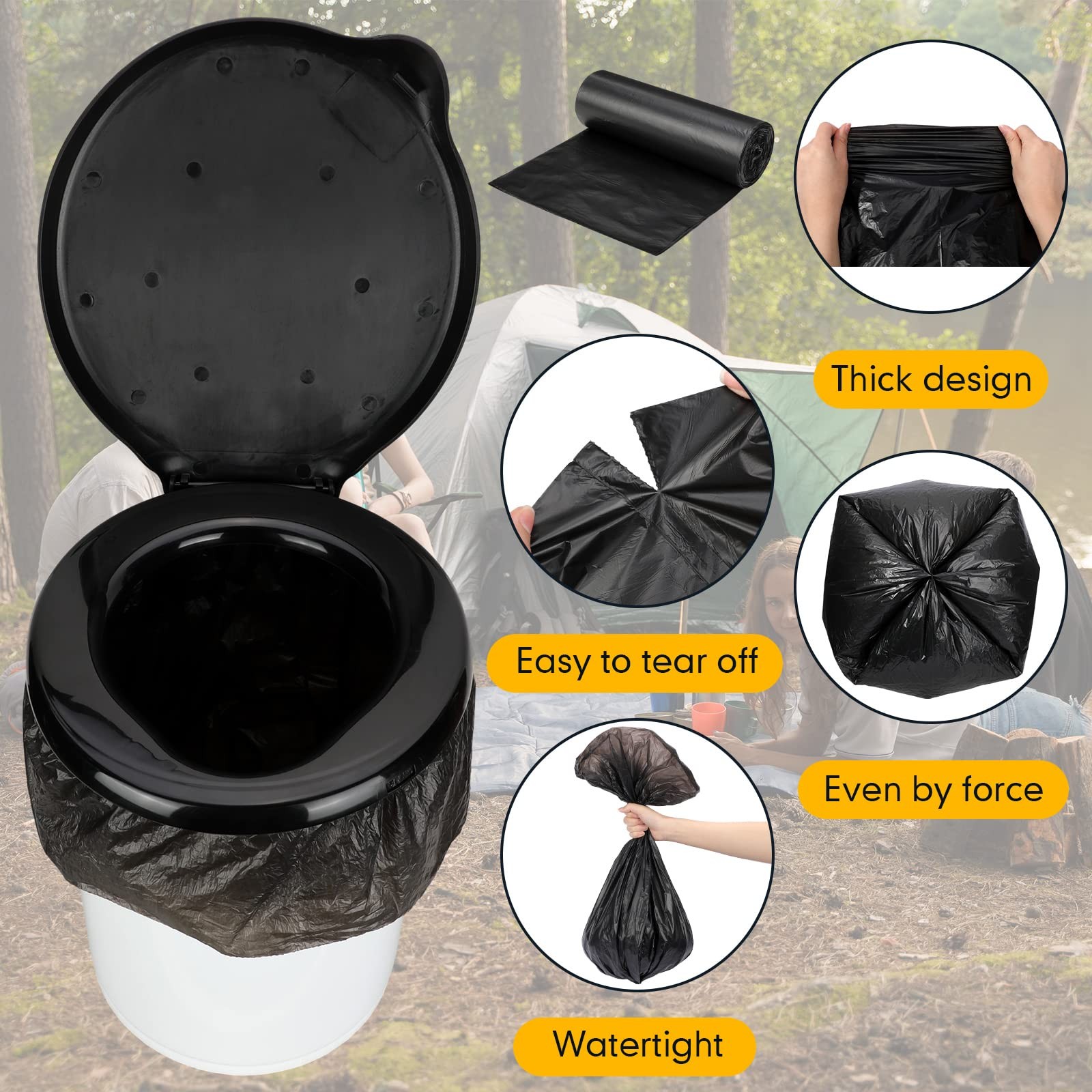 5 Gallon Bucket Toilet Seat with Lid Camping Bucket Toilet Seat with Bags Por