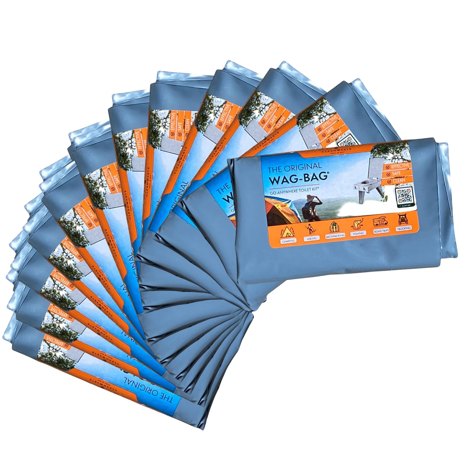 12 Pack GO Anywhere Lightweight Portable Toilet Refill Kit for Camping, Hiking,