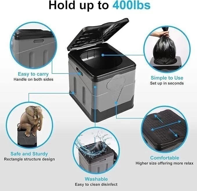 20L Portable Folding Toilet Car Outdoor Travel Potty for Camping Hiking Beach U