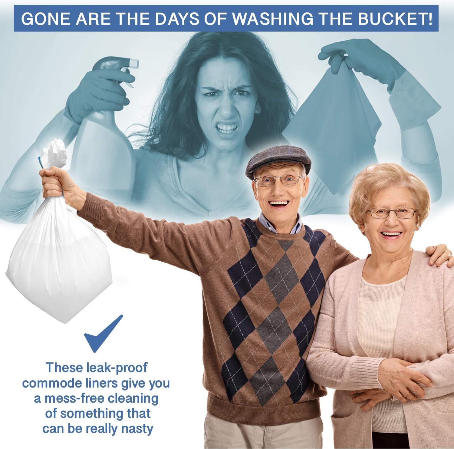 100 Count Disposable Commode Liners Leak Proof Portable Toilet Bags For Seniors