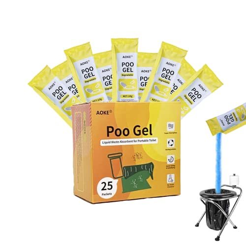 Portable Toilet Poo Powder Gel for Camping Absorbent Waste Treatment, 25 Pack