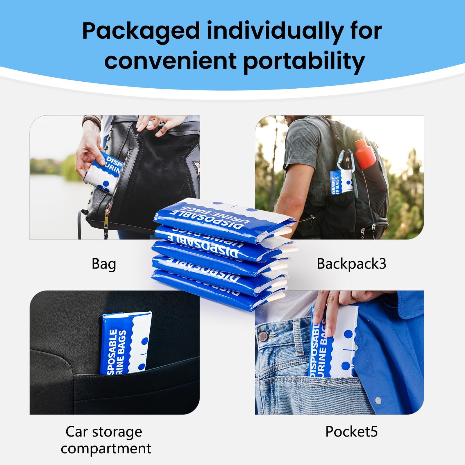 Disposable Urine Bag for Emergency Use, 24 PCS 800ML Unisex Urinal Bag,Travel…