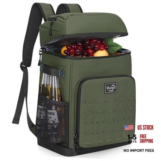 Cooler Backpack Insulated Waterproof for Men and Women, 2 Insulated Large Green