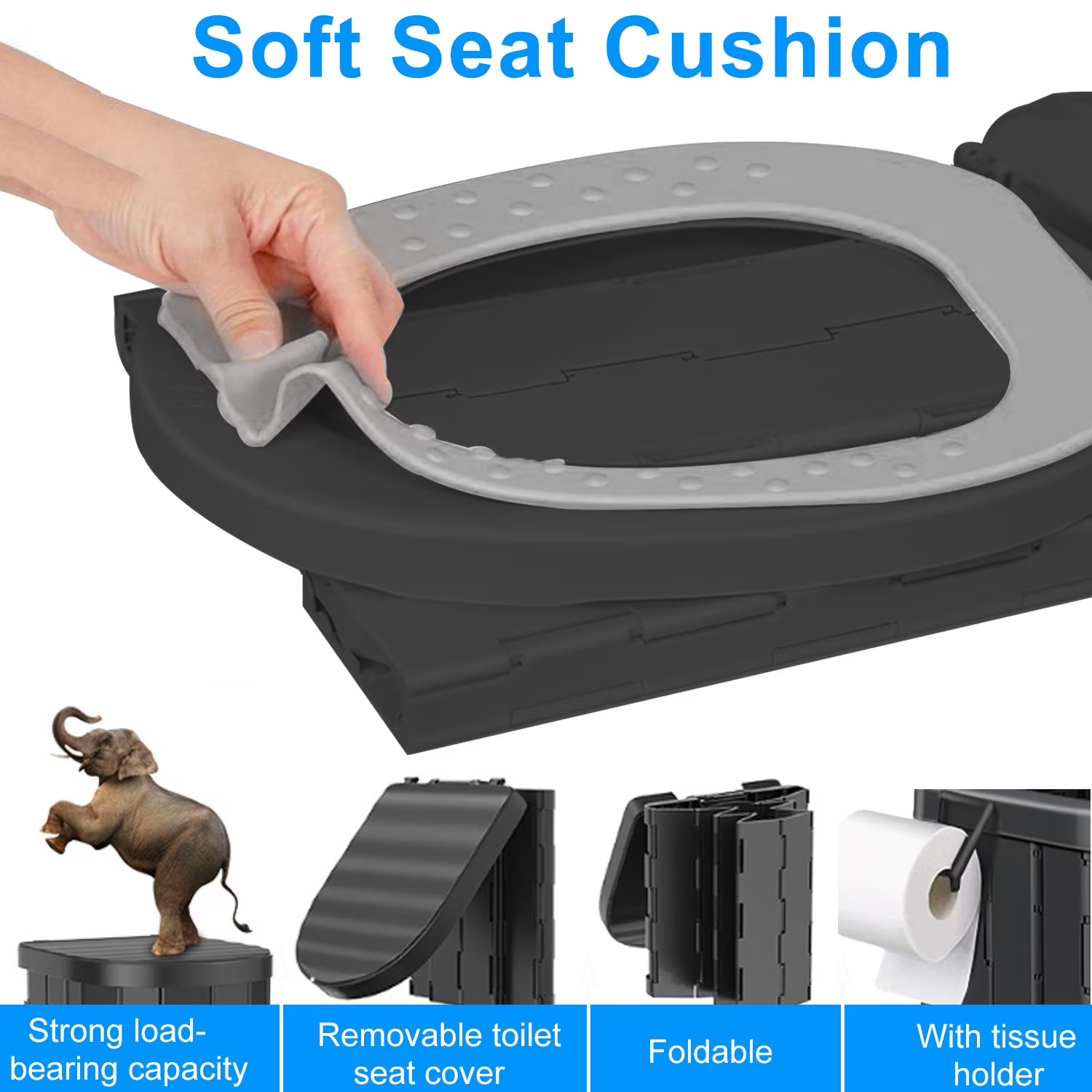 Portable Camping Toilet & Privacy Tent Set | Ergonomic Black Potty for All Ages