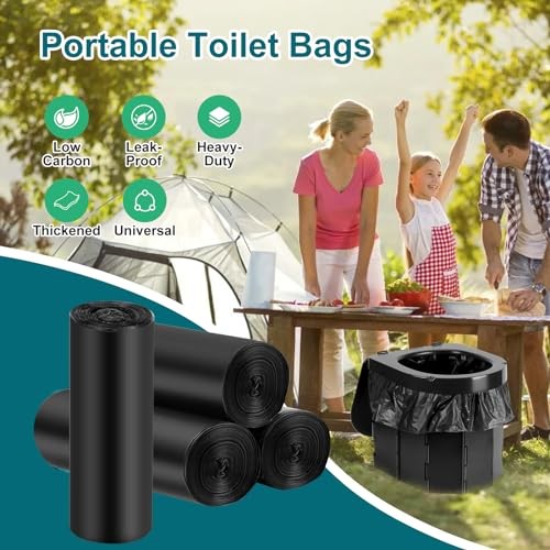 80 Portable Toilet Bags, Camp Toilet Liner for Porta Potty, Bucket Toilet, 1.2
