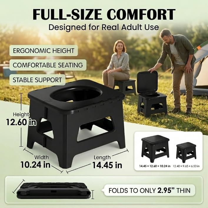 Camping Portable Toilet for Travel Adults Collapsible Foldable Potties with L…