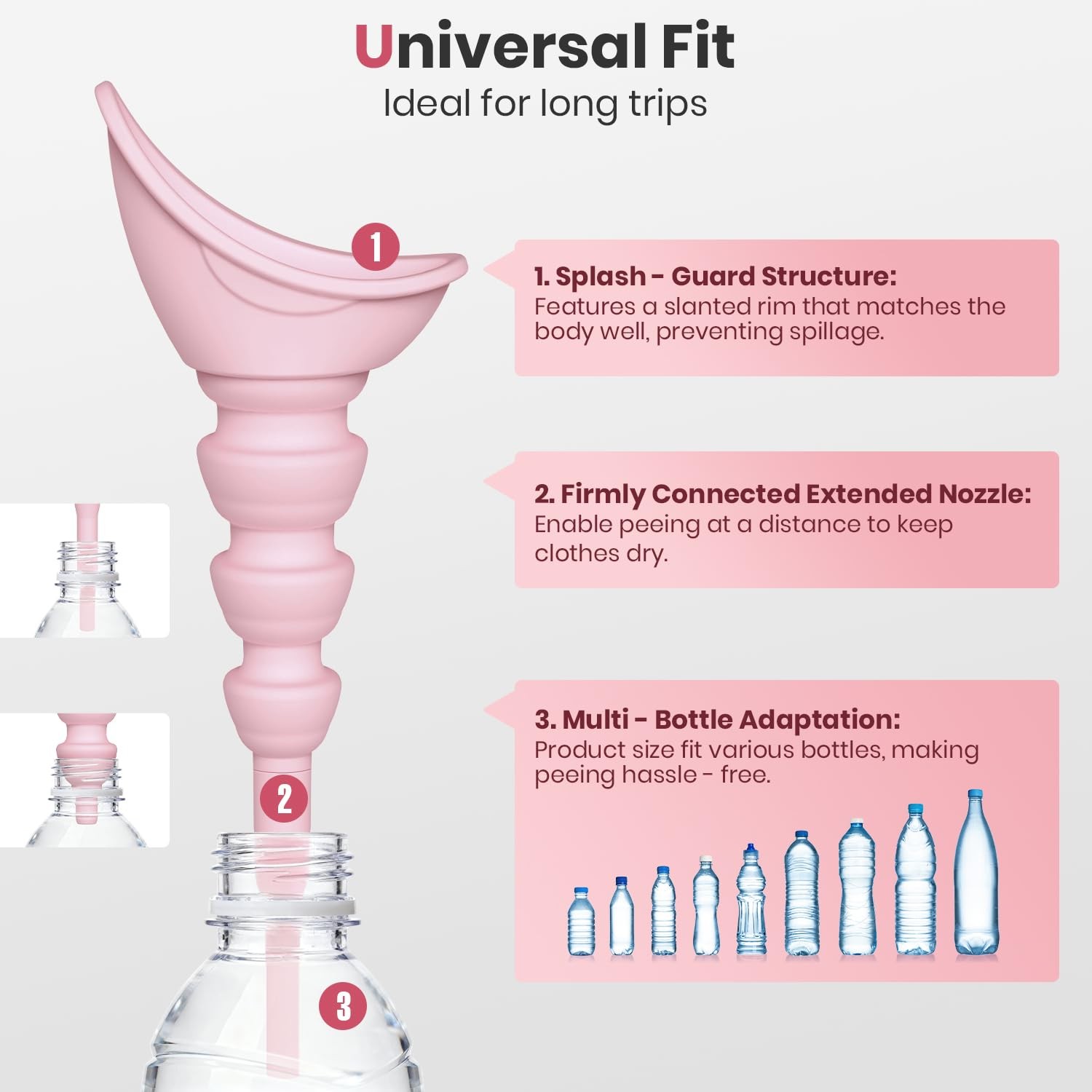 Portable Female Urinal Device for Women – Foldable No-Touch Silicone Pee Funn…