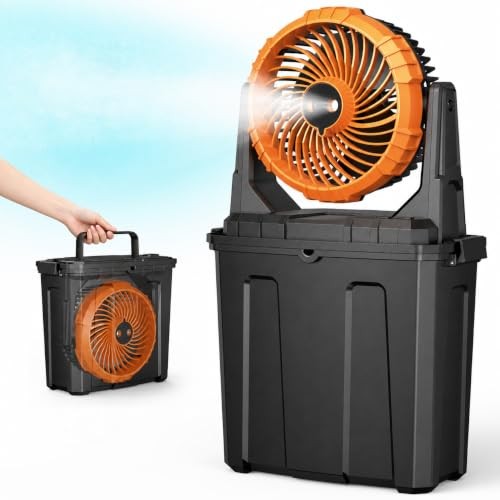 1.35 Gal Portable Misting Fan, Outdoor Fans for Patios, [Max 30H] Light Orange