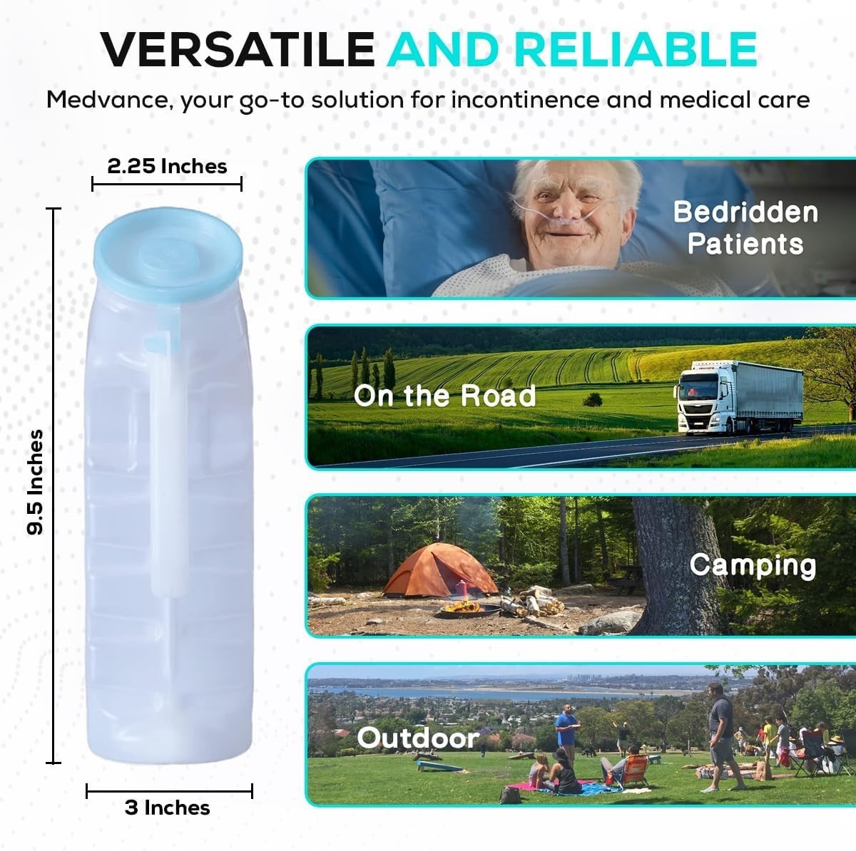 2-Pack 1000ml Portable Urinals for Men – Spill-Proof & Glow-in-the-Dark Design