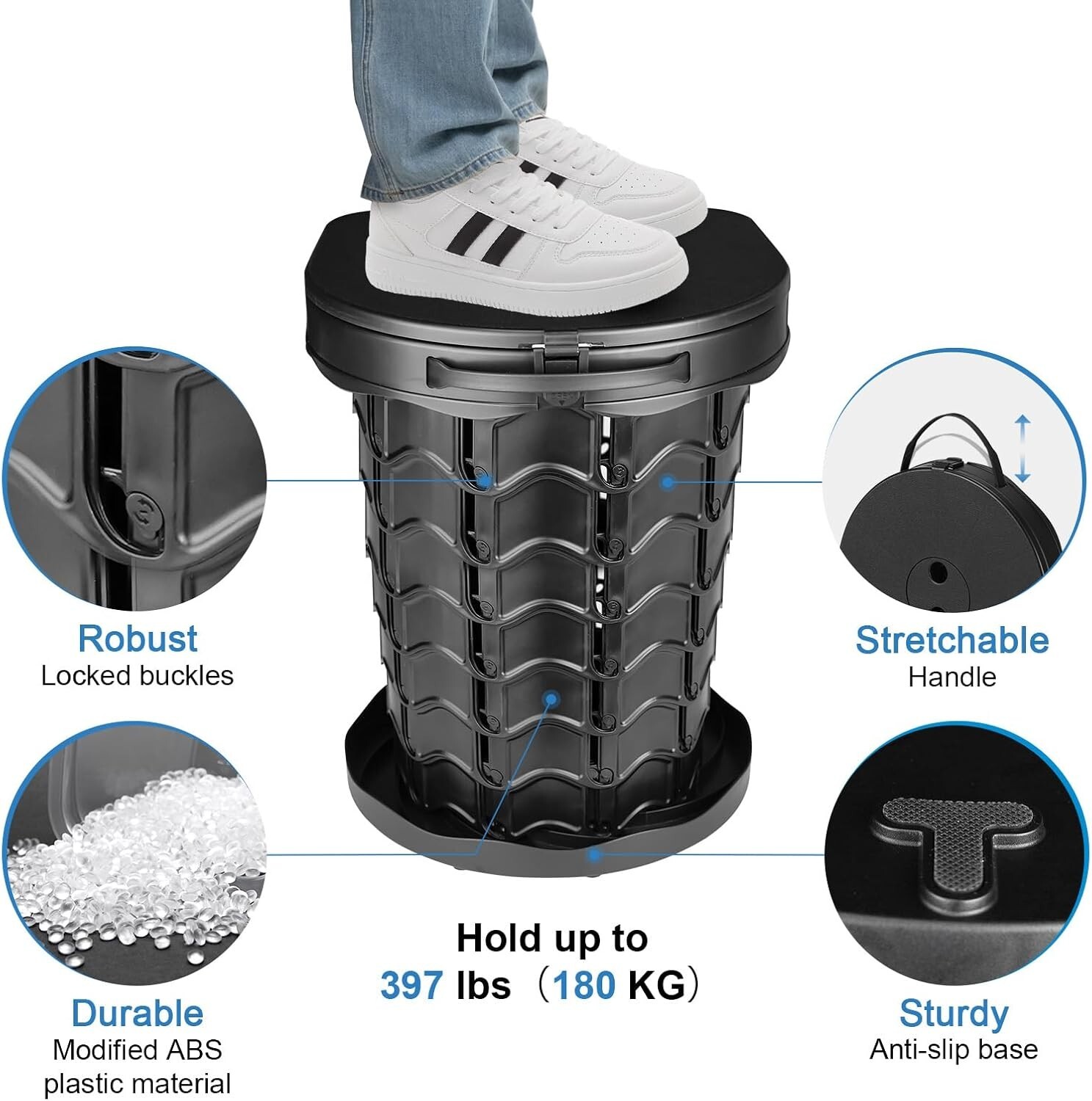 Camping Toilet Folding Camping Separating Toilet Toilet with Lid 180kg Hiking C766