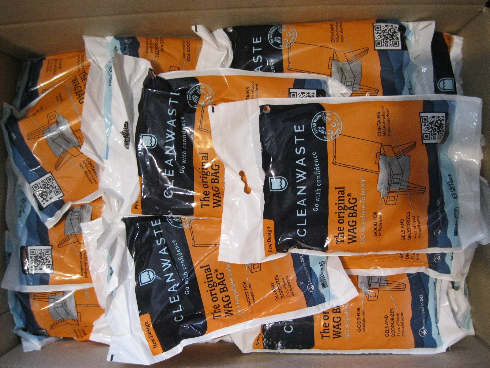 New Lot of 96 Cleanwaste WAG BAG Go Anywhere Toilet Kit Waste Bags